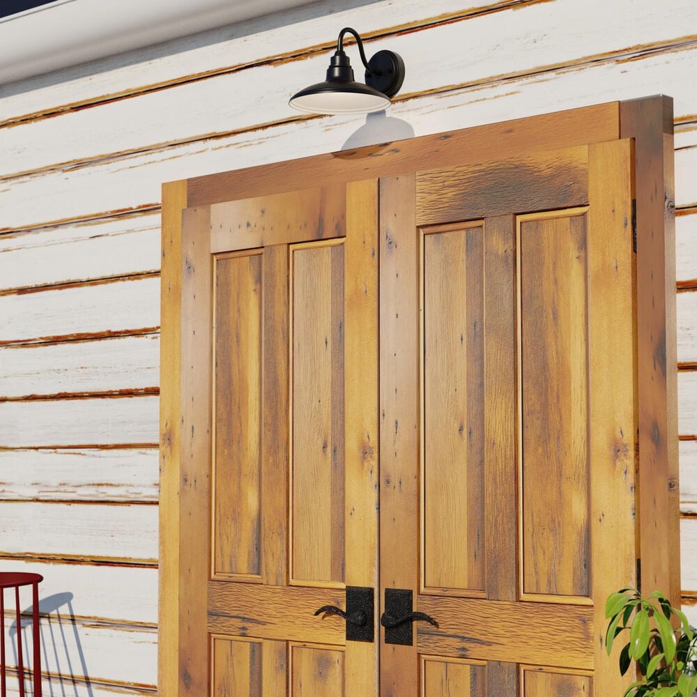 Vaxcel Tucson 10" 1-Light Outdoor Wall Sconce in Textured Black and Glossy White, , large