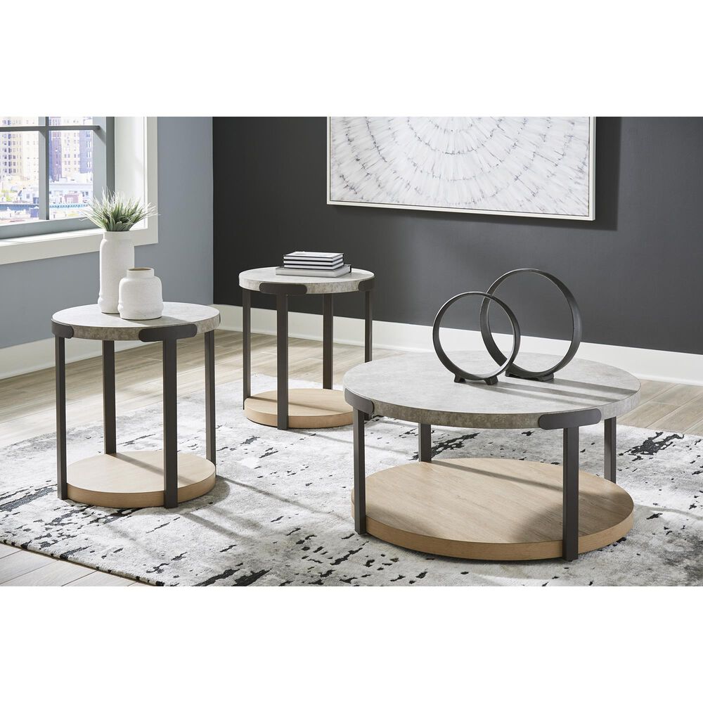 Ashley Darthurst 3-Piece Occasional Table Set in Light Brown and Bronze, , large