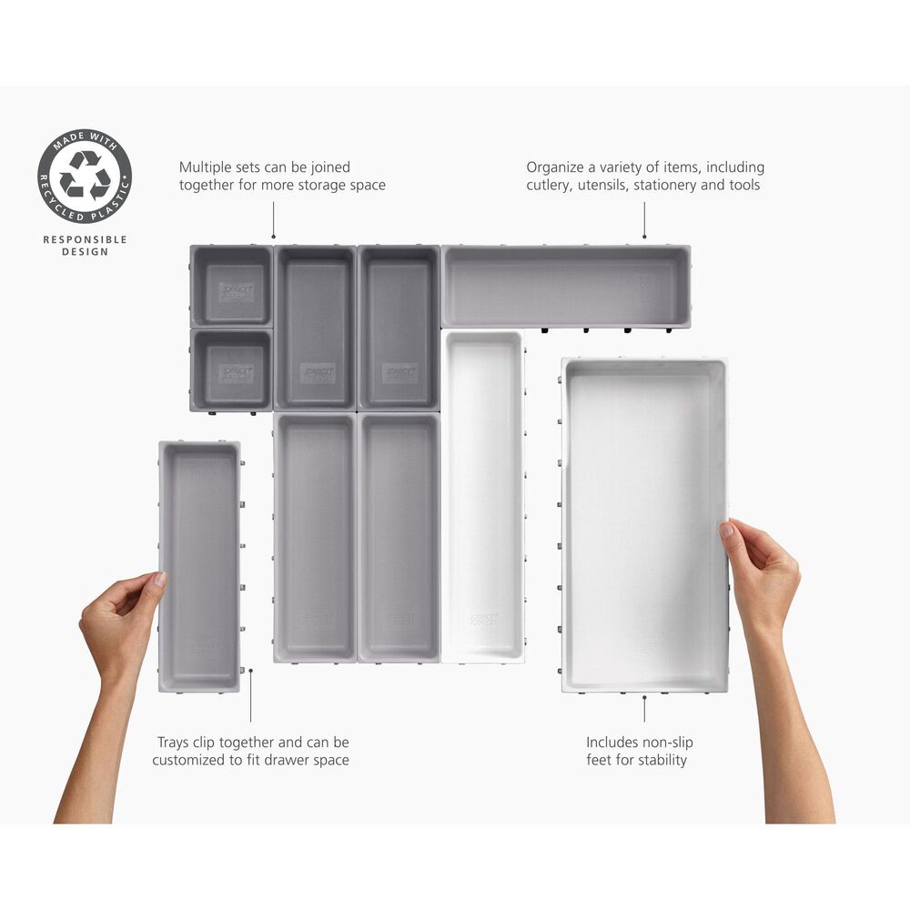 Joseph Joseph Blox 10-piece Modular Drawer Organizer Set in Grey and Stone, , large