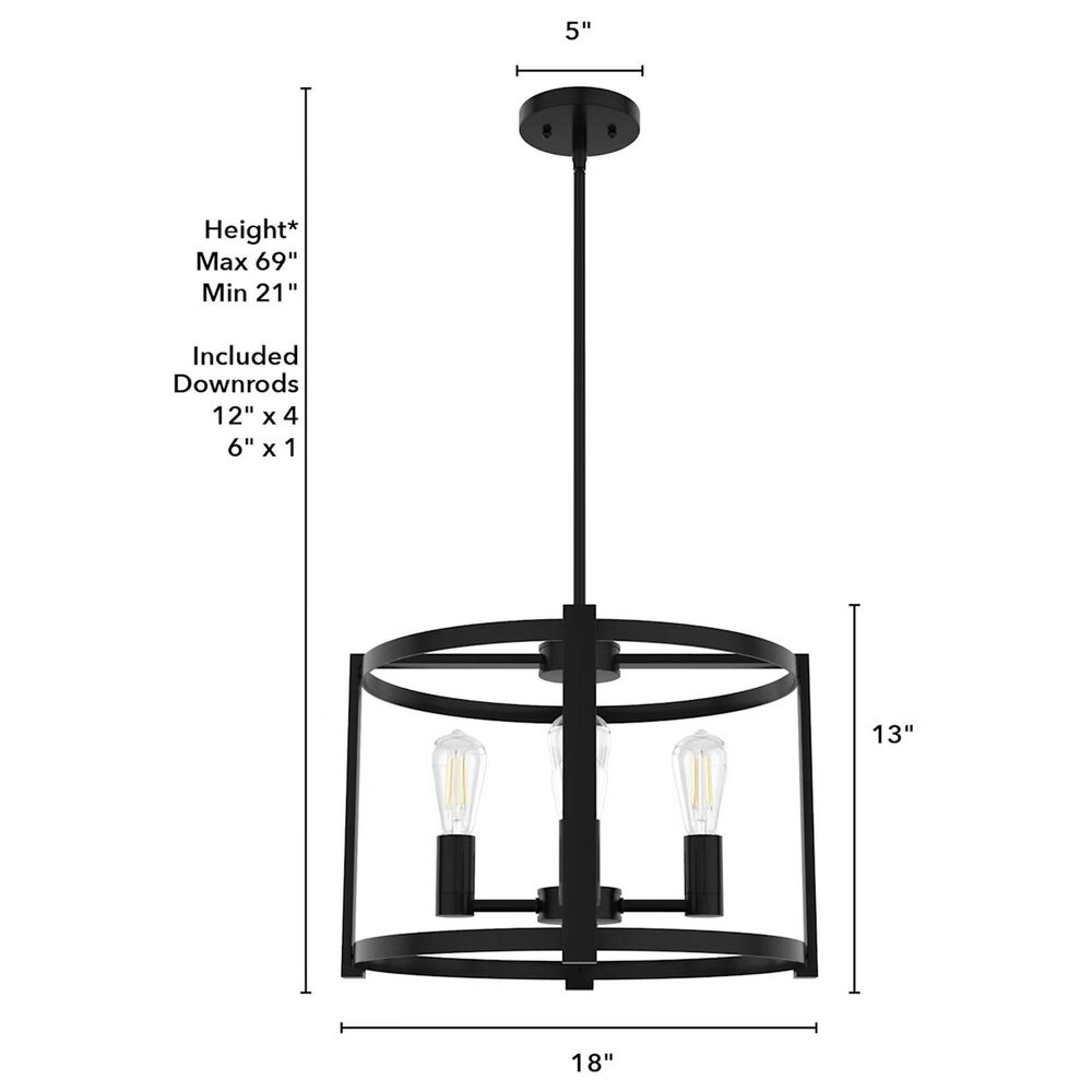 Hunter Astwood 18&quot; 4-Light Chandelier in Matte Black, , large