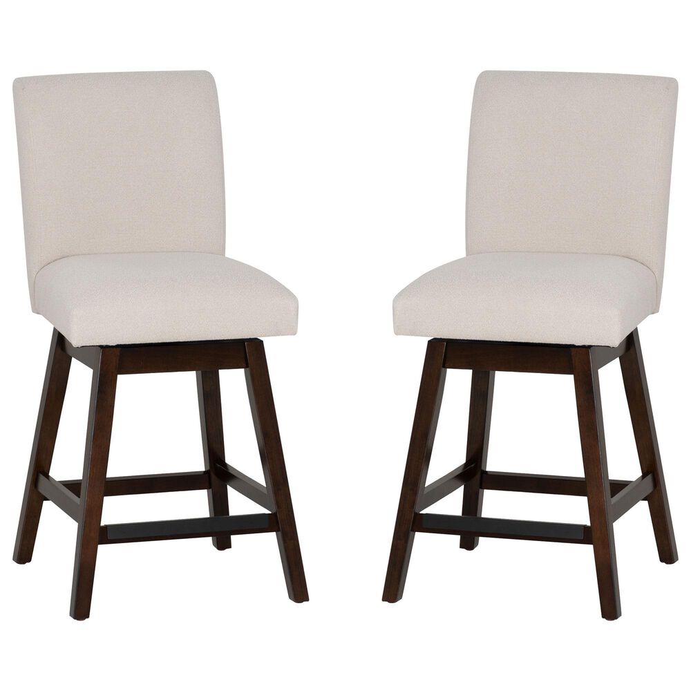Linon Home Decor Cyrus Swivel Counter Stool in Brown (Set of 2), , large