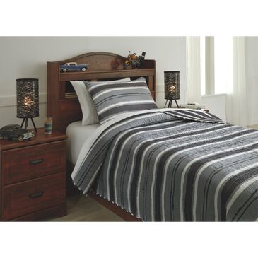 Signature Design by Ashley Merlin Twin Coverlet Set in Gray/Cream, , large