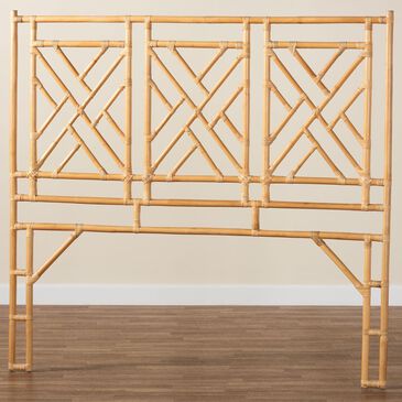 Baxton Studio Karavo Queen Standalone Headboard in Natural Rattan, , large