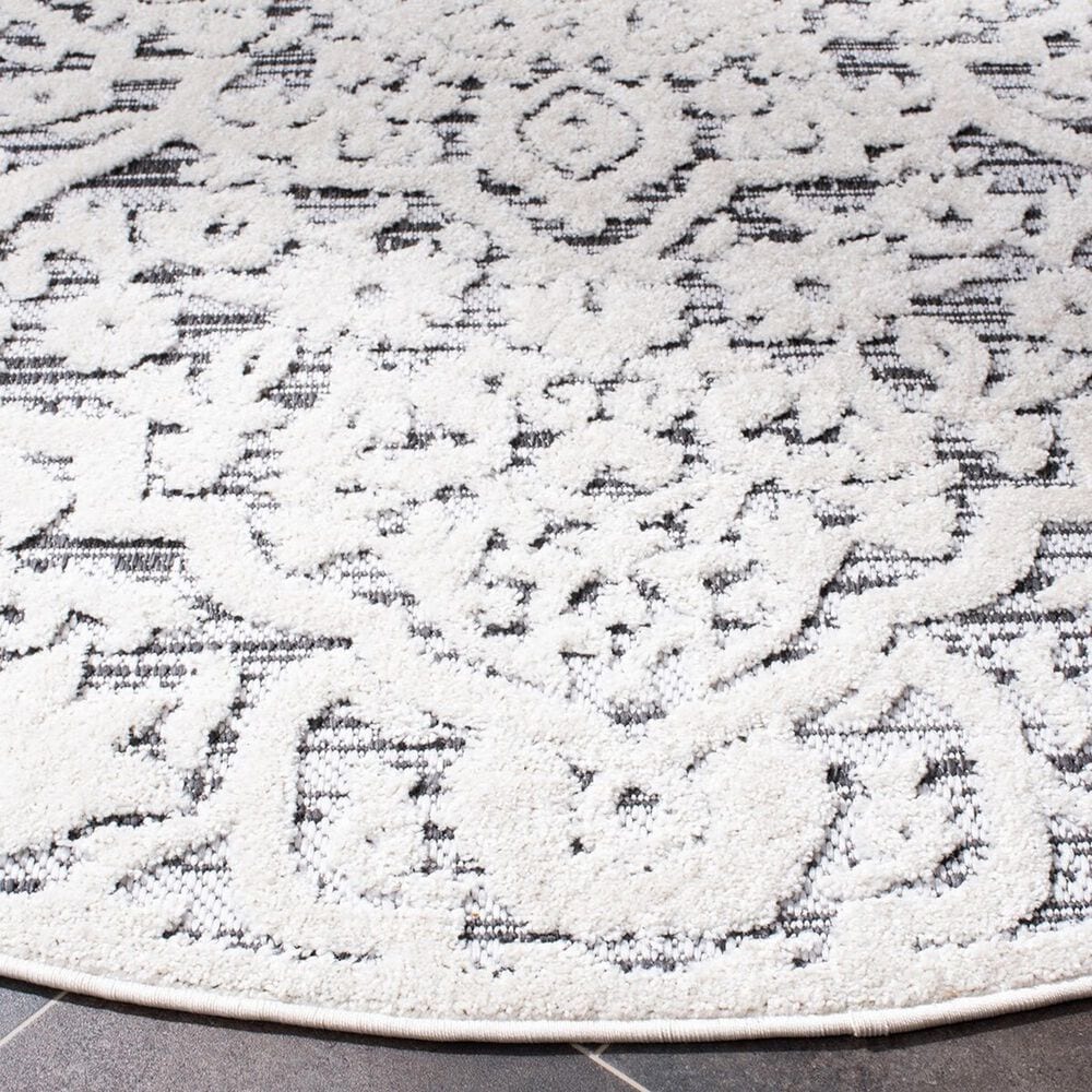 Safavieh Cabana CBN656A 6&#39;7&quot; Round Ivory and Grey Indoor/Outdoor Area Performance Rug, , large