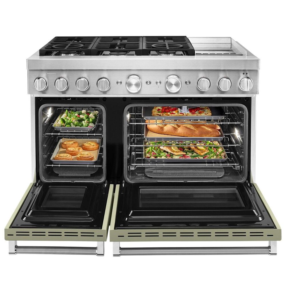 KitchenAid 6.3 Cu. Ft. Freestanding Double Oven Dual Fuel Range with True Convection in Avocado Cream, , large
