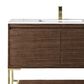 James Martin Vanities Mantova 47.3" Single Vanity in Mid-Century Walnut and Champagne Brass with 3 cm Glossy White Composite Stone Top and Rectangular Sink, , large