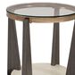 Ashley Frazwa Round End Table in Grayish Brown, Gold and Clear, , large