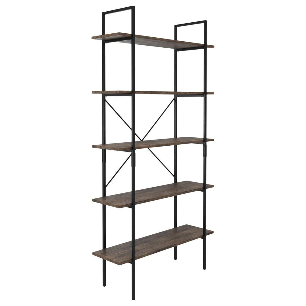 Timberlake Hastings Home Industrial 5-Tier Bookcase in Brown and Black, , large