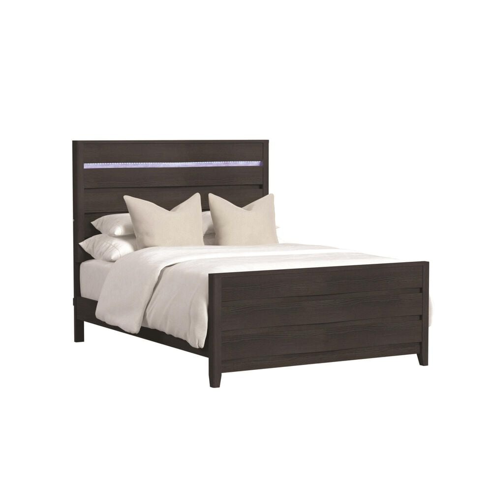 Mayberry Hill Tobias Full Panel Bed with LED in Black, , large