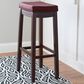 Linon Home Decor Claridge Bar Stool with Red Cushion in Rich Brown, , large