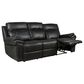 Fan Creek Manual Reclining Sofa with Drop Down Table in Black, , large