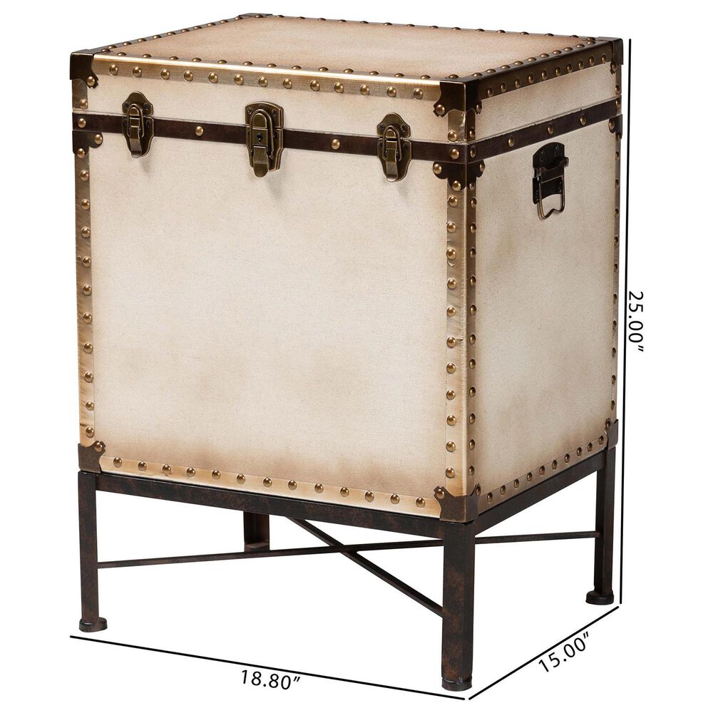 Baxton Studio Laura Lift-Top Trunk End Table in White, , large