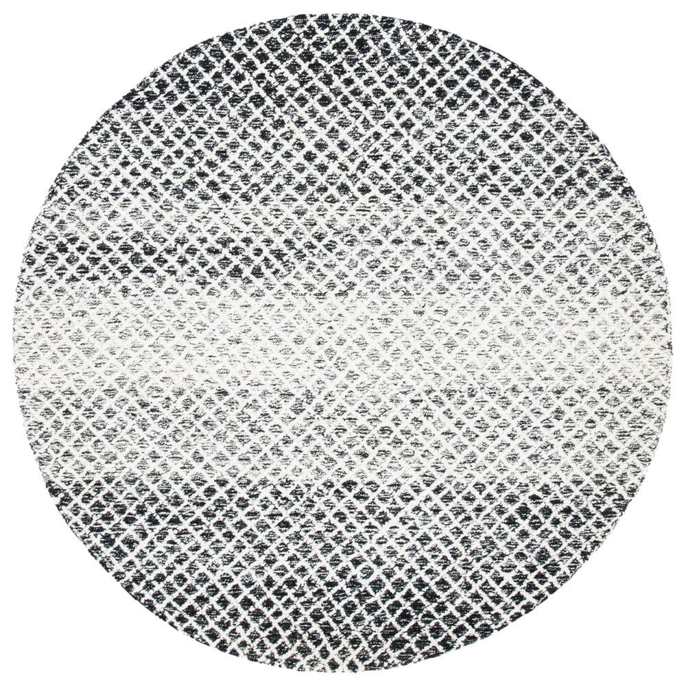 Safavieh Micro-Loop 5" Round Black and Ivory Area Rug, , large