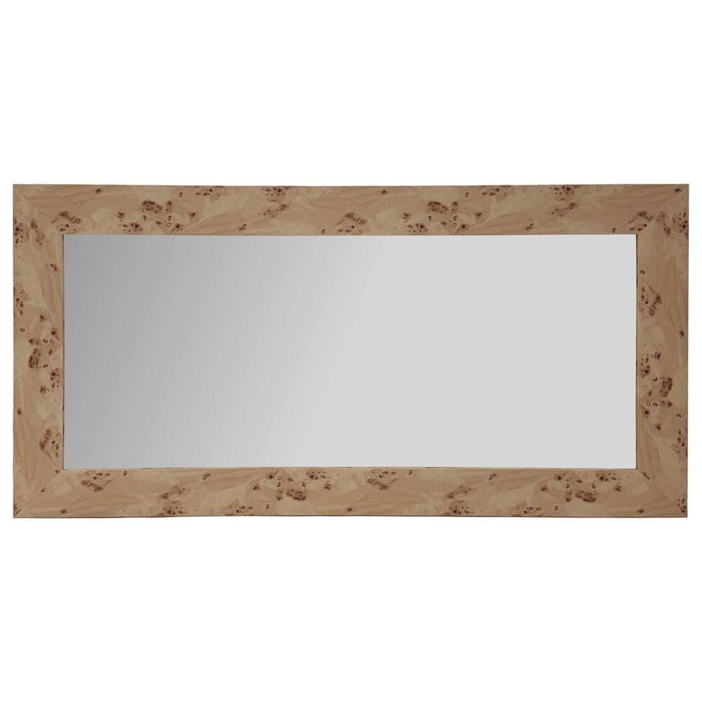 Howard Elliott Burled Rectangular Wall Mirror in Brown, , large