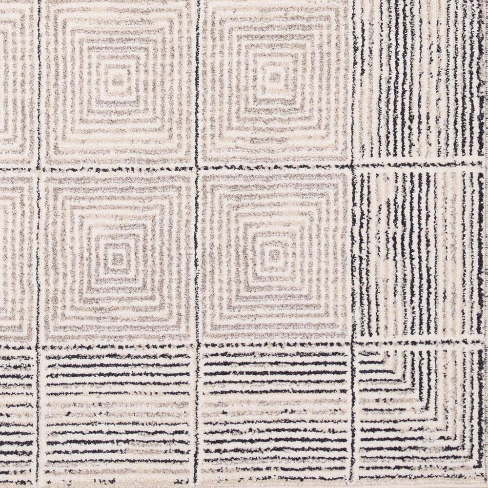 Jaipur Eva Quadrant 5&#39; x 8&#39; Silver Cloud, Moonstruck, Pastel Parchment, Almond Peach and Licorice Area Rug, , large
