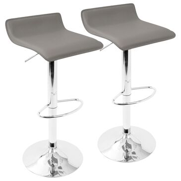 Lumisource Ale Swivel Adjustable Barstool with Grey Seat in Chrome (Set of 2), , large