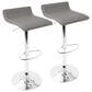 Lumisource Ale Swivel Adjustable Barstool with Grey Seat in Chrome (Set of 2), , large