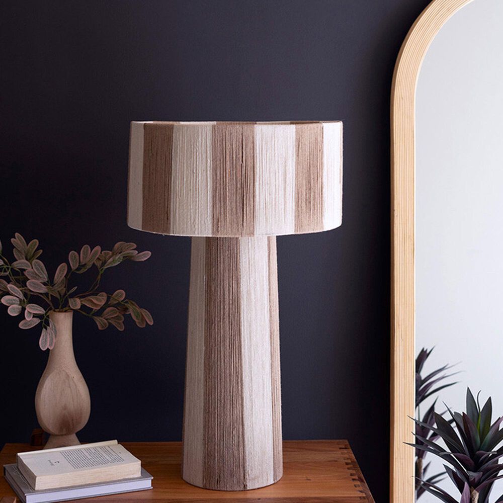Kalalou Striped Table Lamp in Natural and White, , large