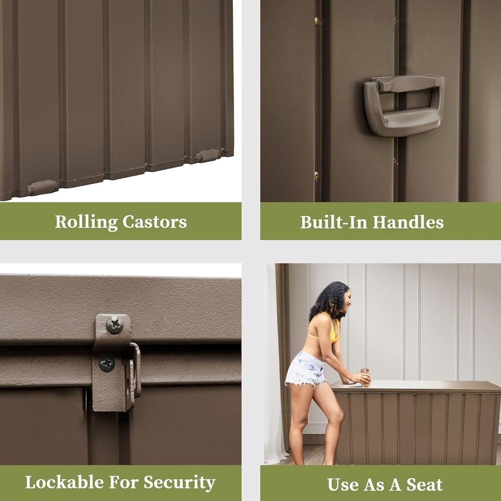 HOMLUX 160-Gallon Outdoor Storage Deck Box in Dark Brown, , large