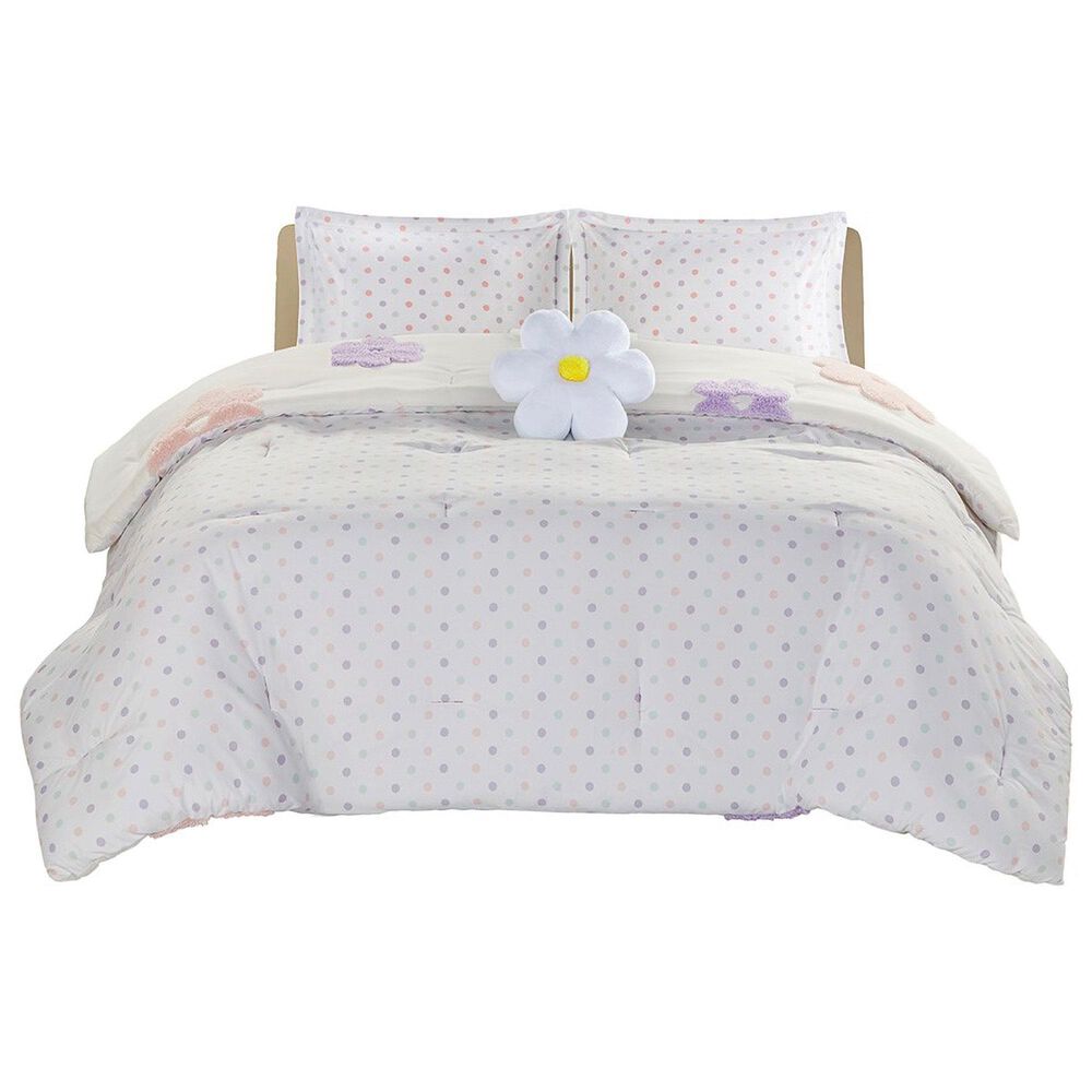 Hampton Park Gracie 4-Piece Full/Queen Comforter Set in White and Purple, , large