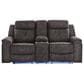 Ashley Brysonview Manual Double Reclining Loveseat with Console in Charcoal, , large