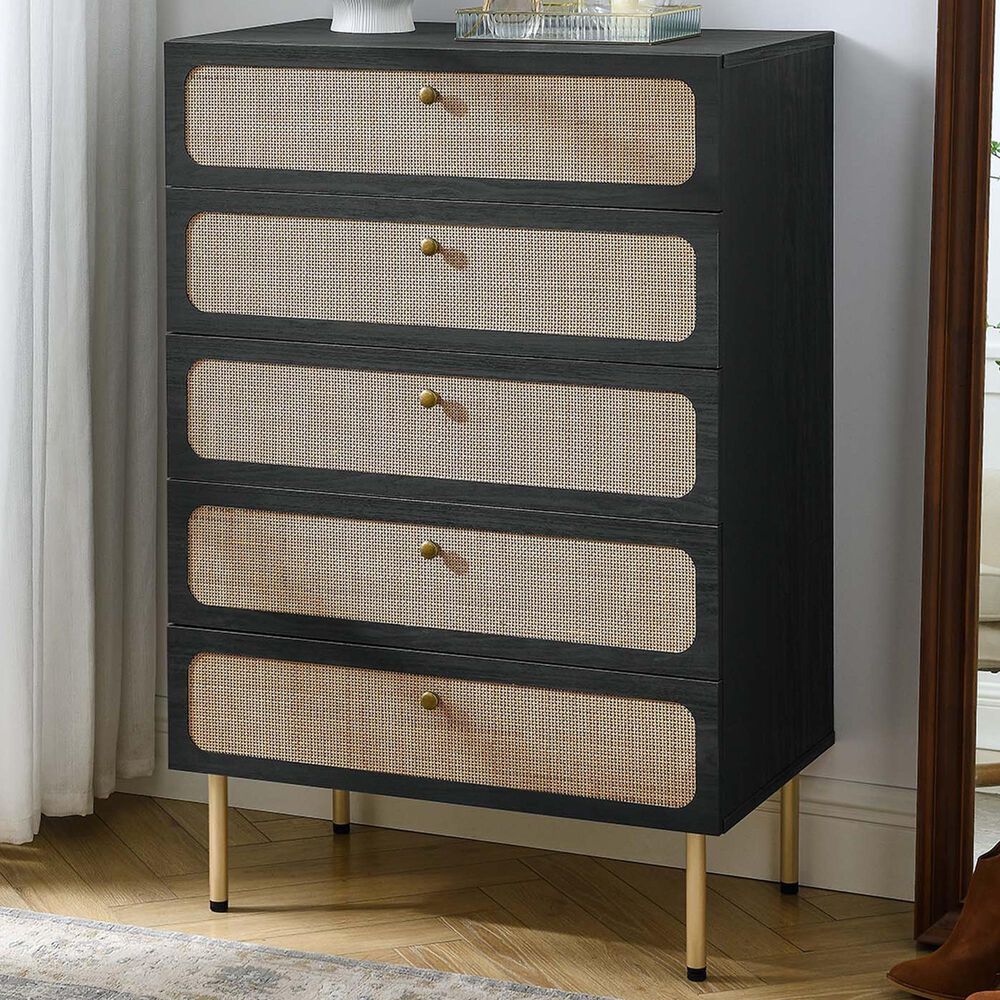 Modway Chaucer 5-Drawer Chest in Black, , large