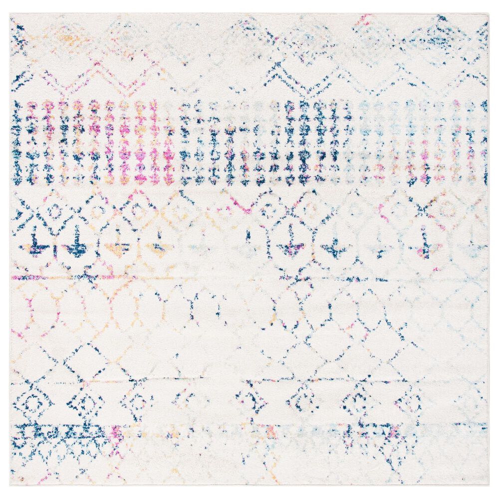 Safavieh Tulum 3" Square Ivory and Blue Area Rug, , large