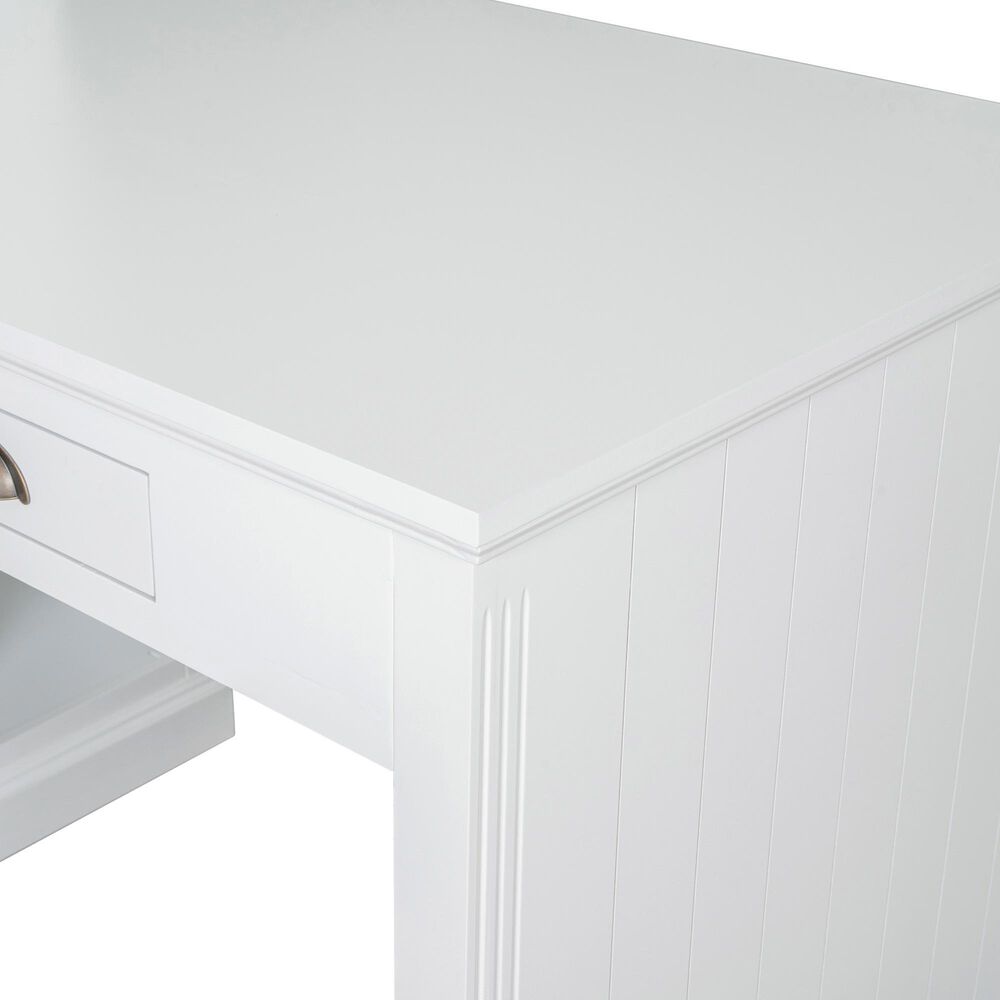 Hearth and Haven Writing Desk with Open Bookshelf and LED Lighting in White, , large