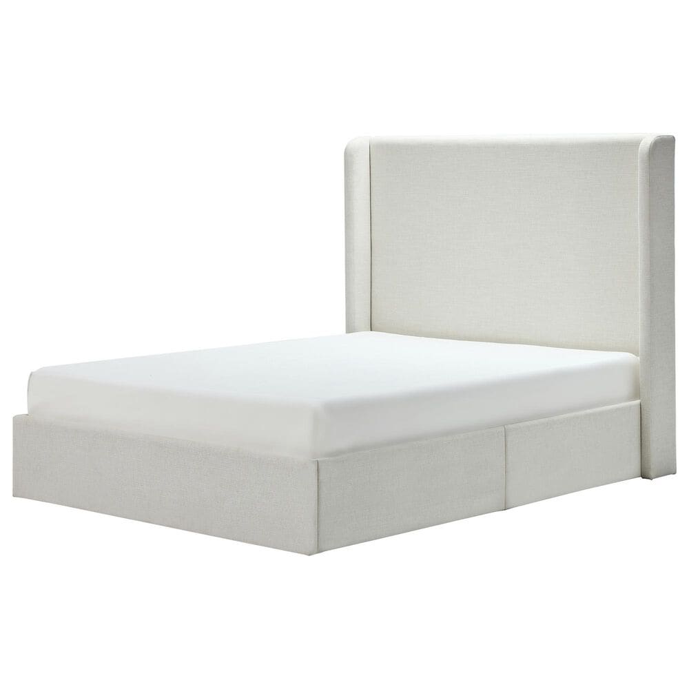 Hearth and Haven Carmen Queen Upholstered Platform Bed in Ivory, , large