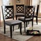 Baxton Studio Verner Side Chair with Grey Cushion in Espresso Brown (Set of 4), , large