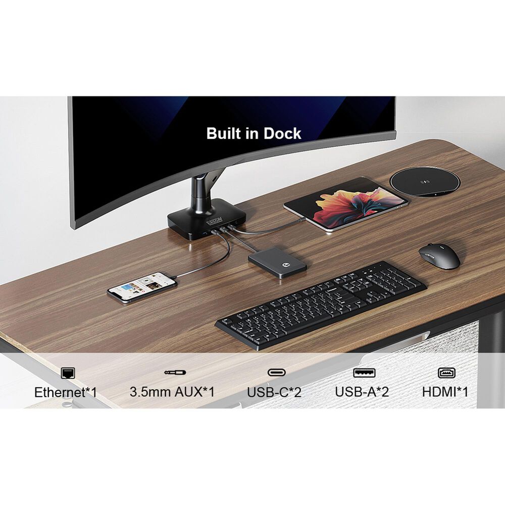 ErgoAV Motion Desk Mount for Single Monitor in Black, , large