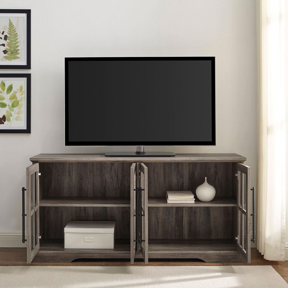 Walker Edison Abigail 58&quot; TV Stand in Grey Wash, , large