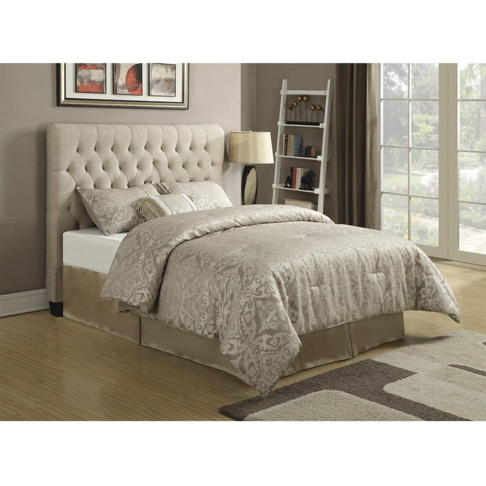 Pacific Landing Chloe Full Upholstered Bed with Black Legs in Neutral, , large