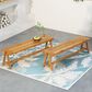 Hearth and Haven Outdoor Dining Bench in Light Teak (Set of 2), , large