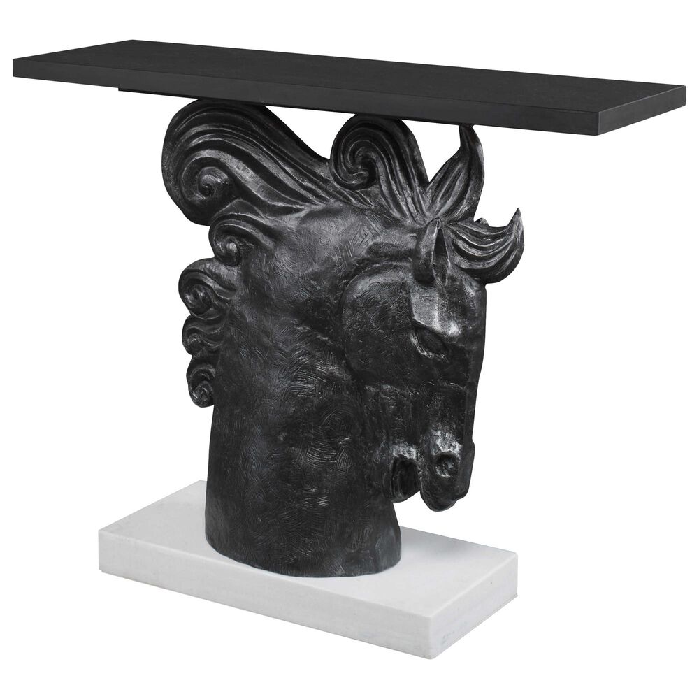 Uttermost Friesian Console Table in Dark Bronze and White, , large