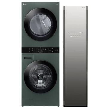LG Single Unit WashTower with Center Control in Nature Green and Wi-Fi Enabled Steam Clothing Styler in Mirror, , large