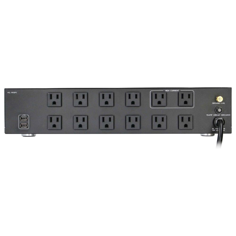 Helios 12-Outlet Rack Mountable Non Sacrificial Surge Protector in Black, , large