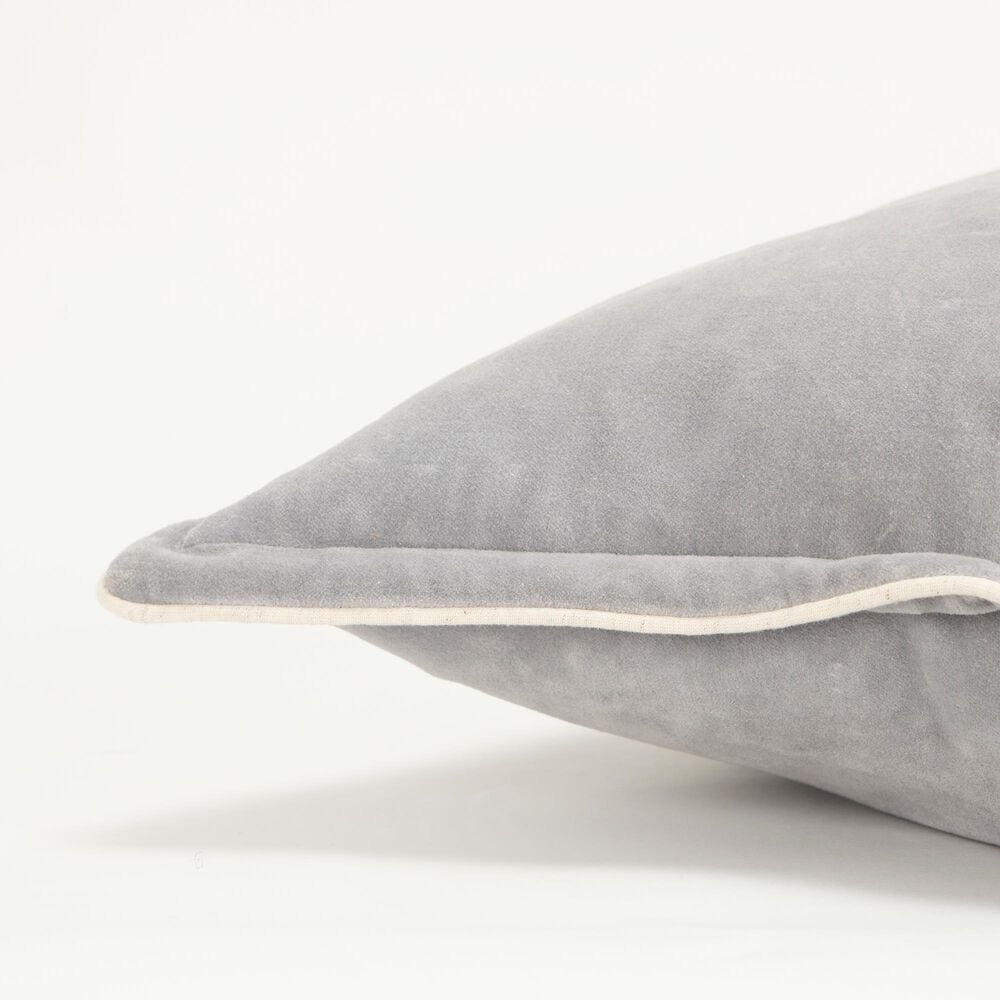 Rizzy Home Connie Post Solid 20&quot; Down Filled Pillow in Gray with Narrow Welt, , large