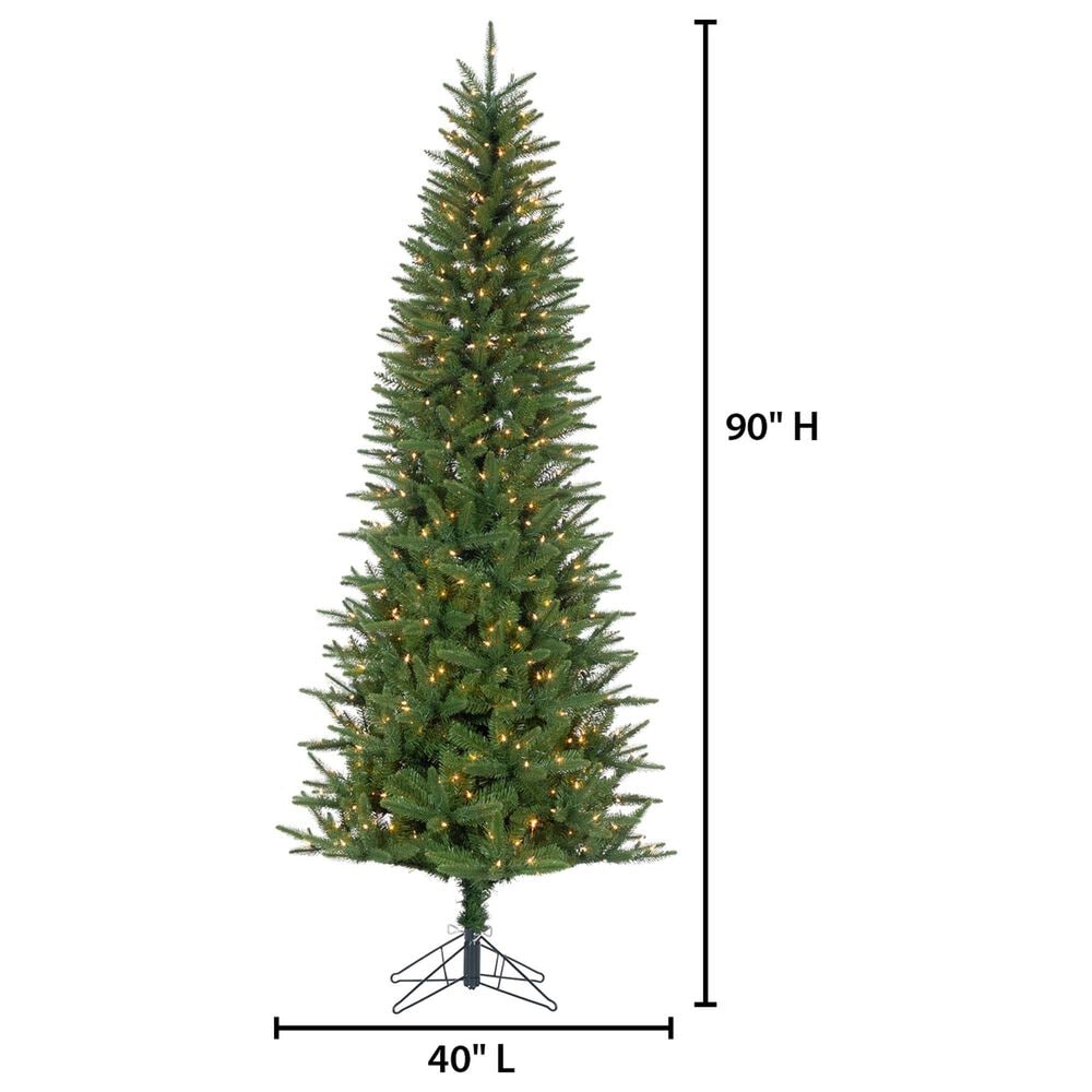The Gerson Company 7.5&#39; Pre-Lit Artificial Natural Cut Narrow Northern Spruce with White Lights in Green, , large