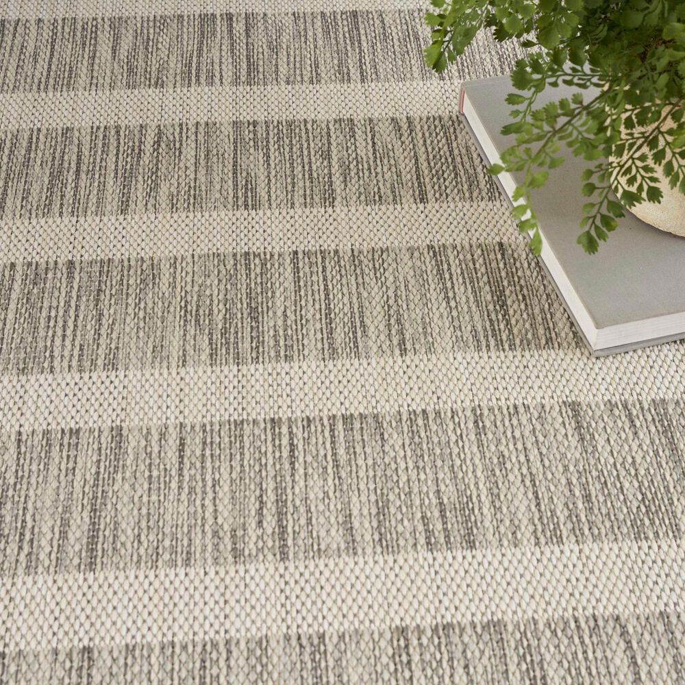 Nourison Positano POS03 Grey and Ivory 5&#39; x 7&#39; Indoor/Outdoor Area Rug, , large