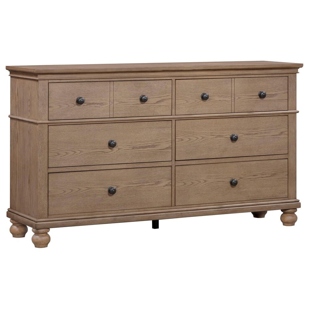 Riva Ridge Oxford 6-Drawer Dresser with Mirror in Tan, , large