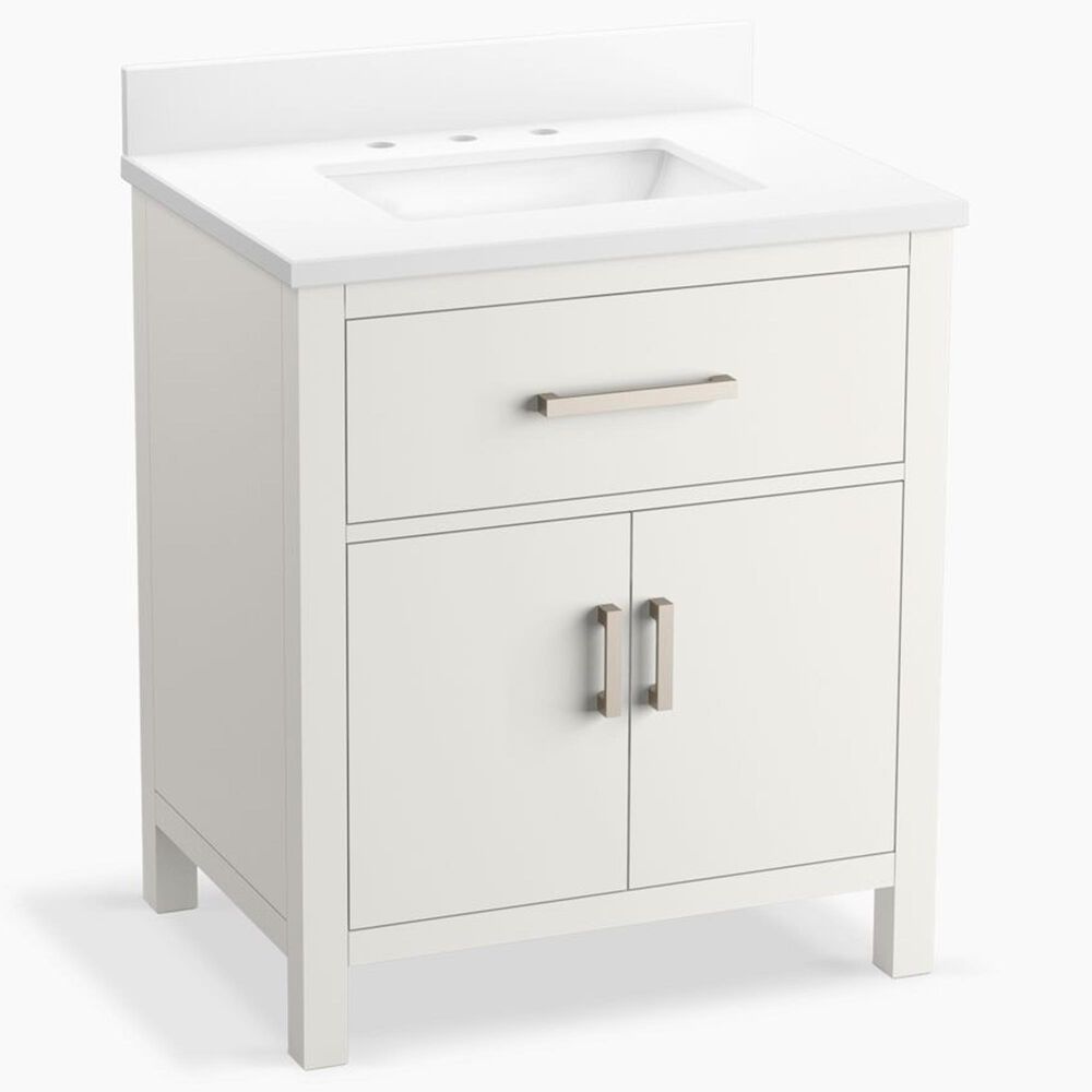 Kohler Kresla 30" Single Bathroom Vanity in White with 3 cm White Quartz Top and Rectangular Sink, , large