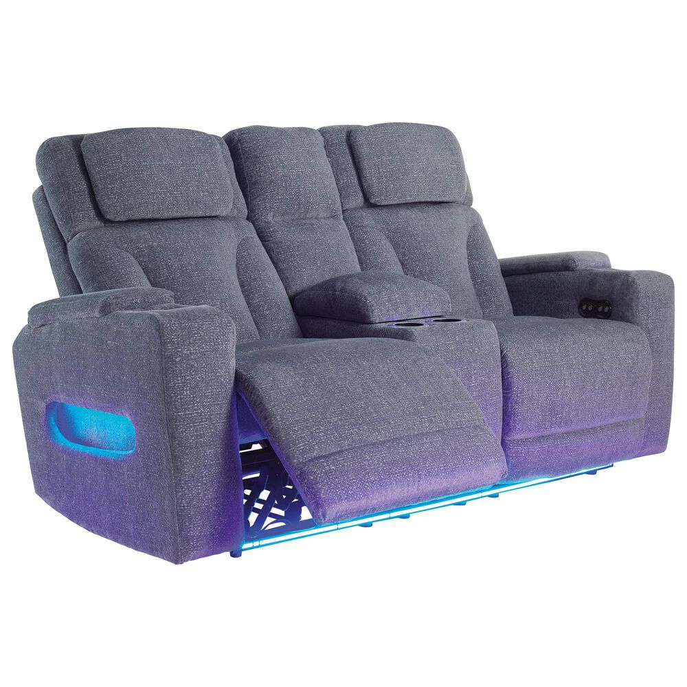 Ashley Forest Lake Power Reclining Loveseat in Steel, , large