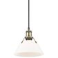 Golden Lighting Orwell 1-Light Small Pendant with Opal Glass Shade in Aged Brass, , large