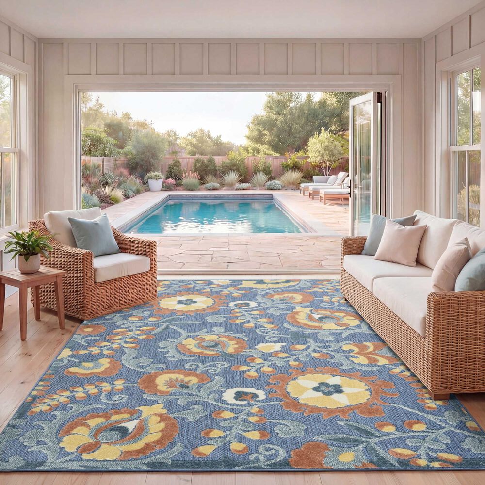 Other Aloha Blue and Rose 9' x 12' Indoor/Outdoor Area Rug, , large