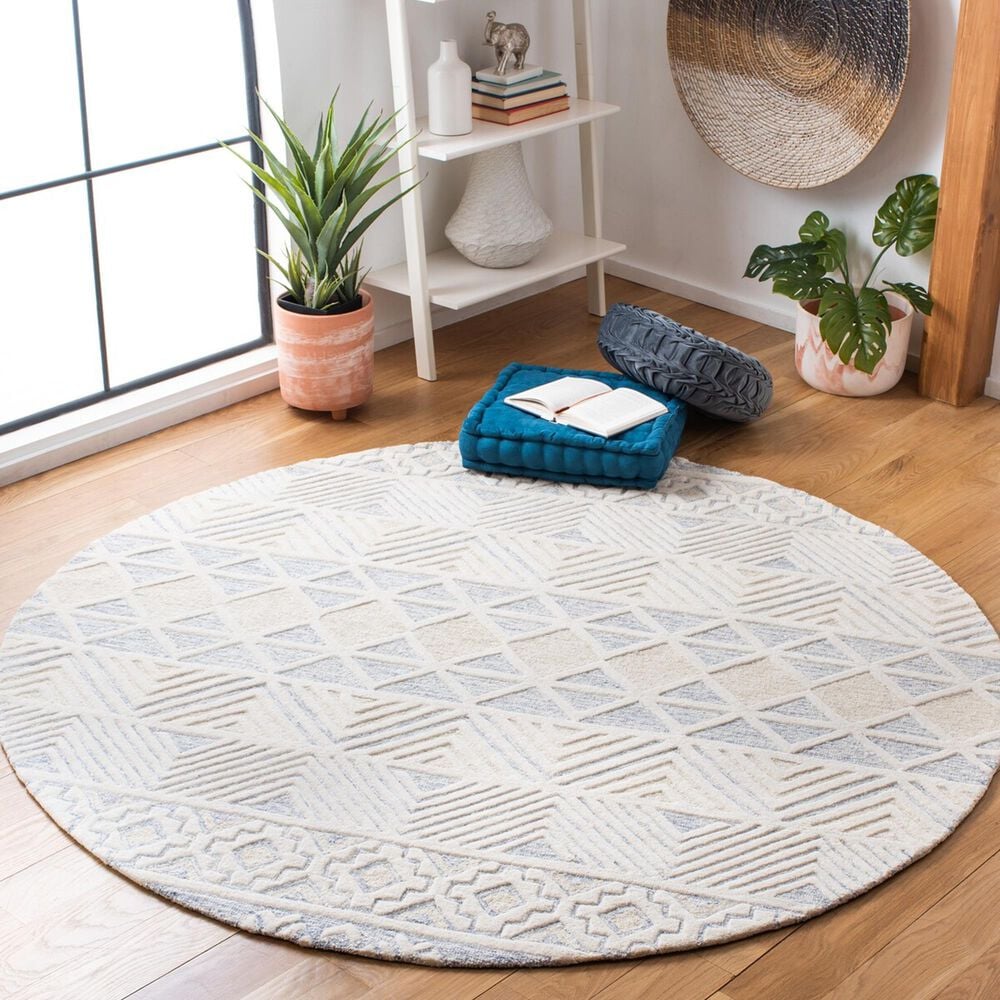 Safavieh Artistry 7&#39; Round Ivory and Light Grey Area Rug, , large