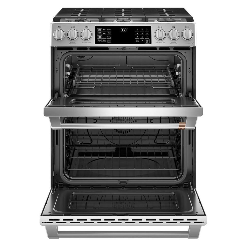 Cafe 30&quot; Slide-In Front Control Dual-Fuel Double Oven with Convection Range in Stainless Steel, , large