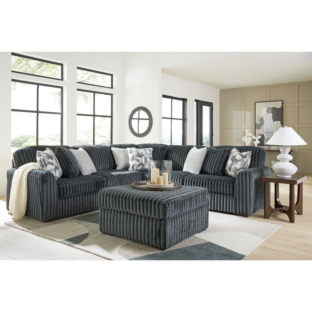 Ashley Midnight-Madness Oversized Ottoman in Gunmetal, , large