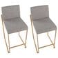 Lumisource Fuji Counter Stool with Grey Cushion in Gold Finish (Set of 2), , large