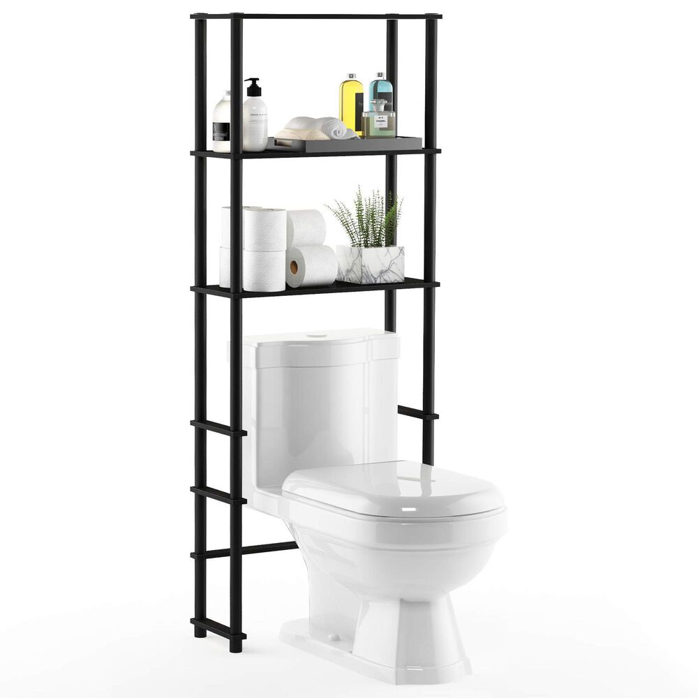 HOMLUX Turn-N-Tube 3-Shelf Over The Toilet Storage Space Saver in Espresso and Black, , large